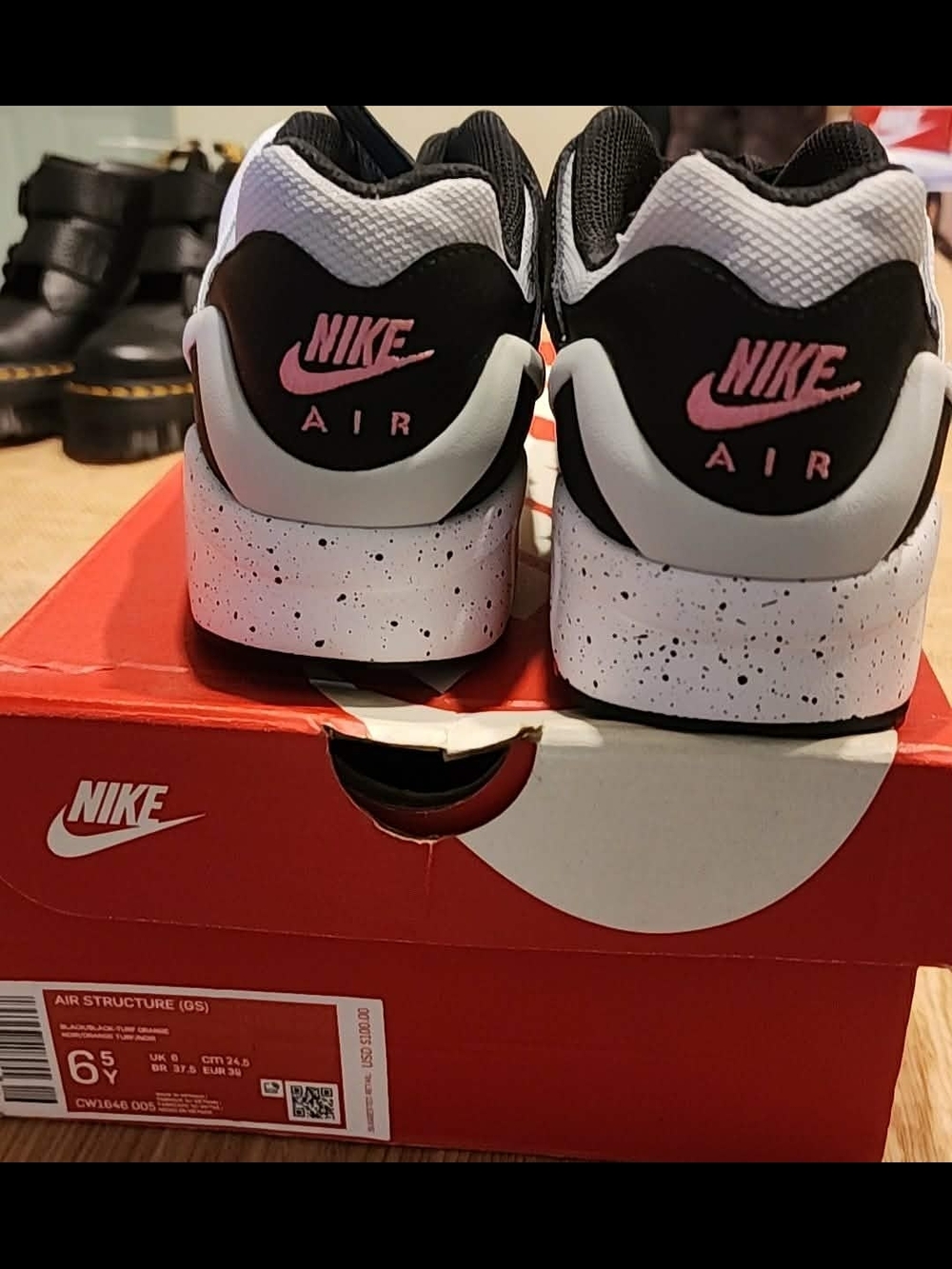 Nike Kids Gray, White & Black Sneakers with Blue and Orange Accents - Picture 4 of 4